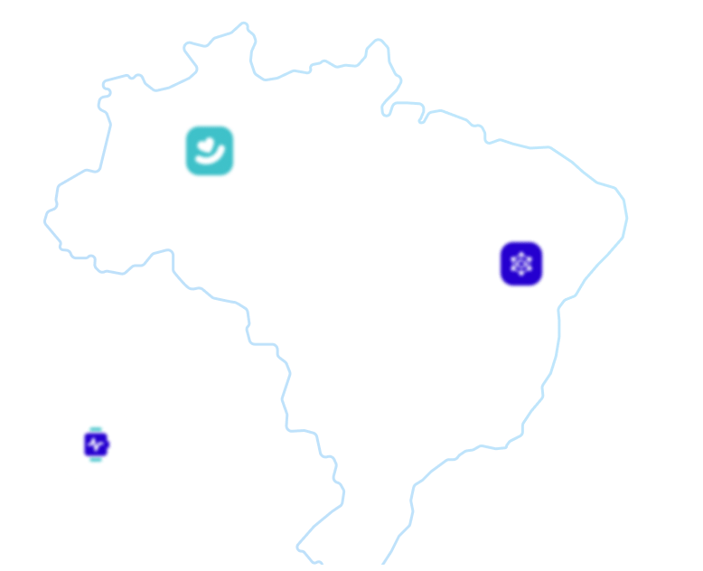 Mapa do brasileiro com símbolos da Blue Company